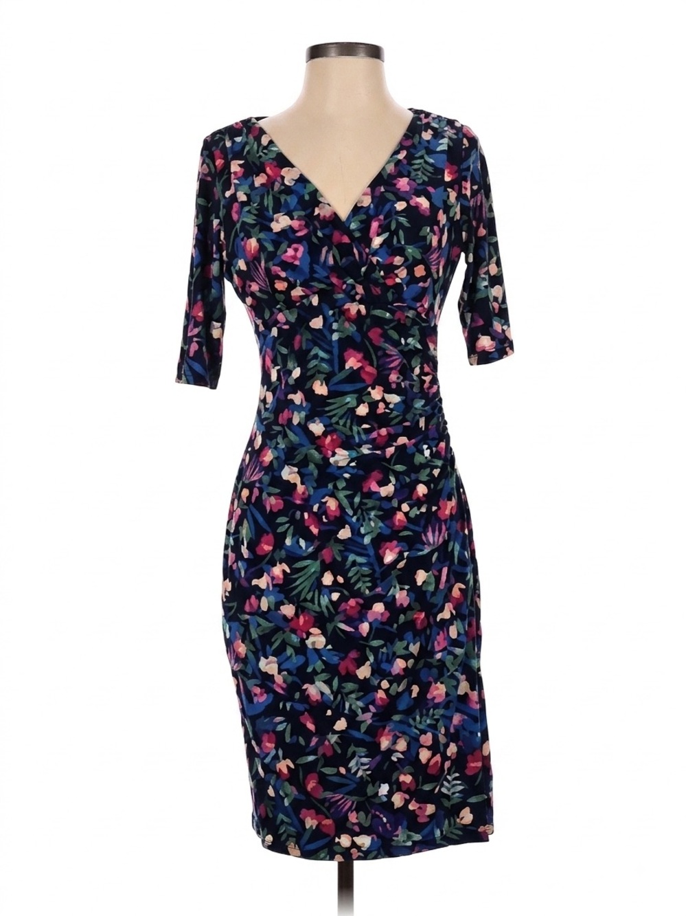 LAUREN Ralph Lauren Navy Tropical Floral Wrap Dress — Sz 0